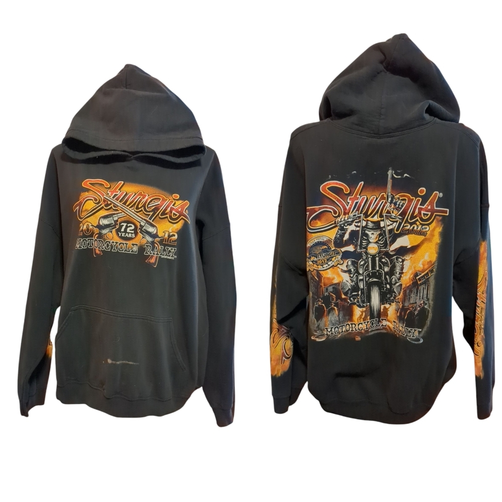 STURGIS 2012 Black Revolver Skeletons Motorcycle Ralley Pull Over Hoodie